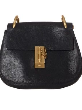 ♥️Chloe Drew Small Black Leather Shoulder Bag with Gold Hardware♥️